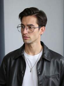 1 par de gafas premium de hombre con patrón geométrico metálico retro para bloquear la luz azul, adecuadas para computadora, decoración, juegos