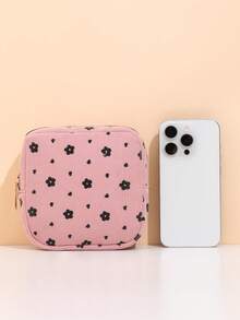 1 件时尚全印花灯芯卫生巾收纳袋迷你化妆包，多功能卫生巾收纳袋小方包，小型化妆品旅行包洗漱用品收纳袋女士/女孩，可爱拉链包零钱包学院风适合学校、工作、旅行，化妆包，化妆包，护肤包，洗漱包，包装盒，旅行用品 - 彩色 - 查看 8