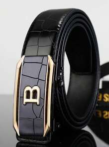 Curea bărbătească cu cataramă automată, stil casual, curea medie din piele PU, curea la modă, design clasic cu litere, vară, casual pentru școală, afaceri, cadou pentru iubit, soț, tată, tată, bărbați, purtare zilnică, modă, adolescenți, exterior, vacanță, atletic, călătorii, stradă, boho, vintage, toamnă, toamnă, Halloween