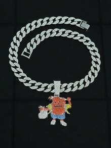 1pc Bling-Bling Hip-Hop Personalized Cartoon Expression Money Pendant Necklace, Fashionable And High-End Accessory For Both Men And Women