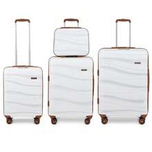 Suitcase 14 20 24 28 Inch Cabin Carry On Check In Lightweight PP Hard Shell Travel Luggage Set TSA Lock Spinner Wheels Single Holiday Business Family - Cream white - View 4