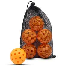Pickleball Balls,6 Packs 40 Holes Outdoor Pickleball Balls With Mesh Bag, High Elasticity Pickle Balls For All Style Pickleball Paddles