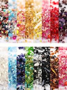 Aproximadamente 500 piezas de 10 g de cuentas de vidrio plateadas de colores mixtos - Kit de cuentas de tubo multicolor DIY para hacer joyas y decorar ropa, suministros para manualidades
