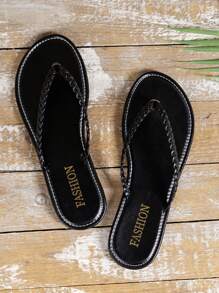 Nuevas sandalias de dedo planas de trenzado con tira cruzada, sandalias de playa de verano