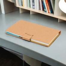 PromoClick Block de notas con 50 hojas notas adhesivas y bolígrafo papelería oficina escuela útil libreta portátil compacto escritorio toma de apuntes organización memo práctico regalo - Caqui - Ver 2