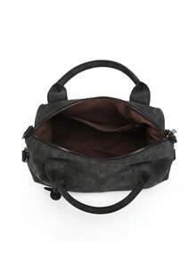 1个女士PU皮包，简约休闲风格，复古斜挎包，中年妈妈包，母亲节礼物之选。可拆卸肩带，拉链封口。适合工作、通勤、休闲、购物、度假及各种场合。 - 黑色 - 查看 7