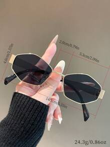 1/2 pièces Lunettes de style chic à monture métallique en forme de losange, convenant à l'usage quotidien et aux activités de plein air pour l'été, les vacances à la plage, les sorties en extérieur et les voyages