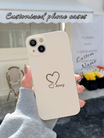 1 pièce Étui de téléphone personnalisable pour la Saint-Valentin/Anniversaire, design de ligne de cœur, étui de téléphone mince personnalisé, compatible avec Samsung A32/A52 et Apple 17ProMax/16ProMax 15 14 13 12 11 XR, transparent, à la mode, minimaliste, personnalisé, unique, cadeau pour petite amie, cadeau pour petit ami