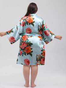 1 pieza Bata de satén estilo floral para boda, fiesta de novia, dama de honor, bata kimono para mujer, despedida de soltera, Día de la Madre, regalo de regreso a la escuela