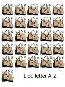 Black Khaki Patchwork Tote Bag Set, Black Vines Wrapped Around The Initial Letters A-Z, With The Same Series Of Color Block Makeup Storage Bag, Toiletry Bag, Wallet, Personalized Gift Bag, Fashionable Personalized Tote Bag - Khaki - View 2