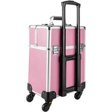 SENDERPICK Kosmetikkoffer-Trolley, Trolley-Kosmetikkoffer, Kosmetik-Trolley, Kosmetikkoffer, Kosmetikkoffer mit Rollen, Multifunktionskoffer mit Schloss. (Pink) - Pink - Übersicht 3