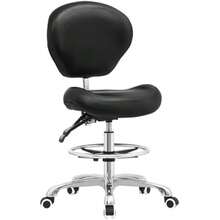 Adjustable Stools Drafting Chair With Backrest Foot RestTilt Back Peneumatic Lifting Height Swivel Seat Rolling Wheels For Studio Dental Office Home Desk Chairs Black - Black - View 1