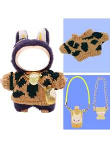 Muñeco de peluche con llavero de caja ciega de 17 cm con conjunto de ropa interior, vestimenta diaria linda (muñeco no incluido, accesorios aleatorios)