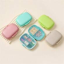 Mini Portable 8 Grids Pill Box Travel Medicine Organizer Container Wheat Sealed Tablets Storage Dispenser Box For Medicines - Multicolor - View 3