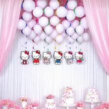 Hello Kitty 6/12 stuks Hello Kitty Party hangende swirls plafond streamers folie schattige decoratie Happy Birthday feestbenodigdheden HelloKitty feestdecoraties voor vrijgezellenfeesten, afstudeerfeesten en andere feestelijke gelegenheden