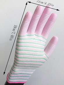 透气耐用的园艺手套 - 防滑，非常适合挖掘、种植和除草，条纹涂层园艺工作手套，透气耐磨防滑工作手套，带乳胶涂层的园艺和装配手套 - 车间防护手套 - 机械手套