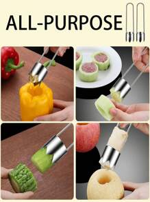 1pc Vegetable And Fruit Corer, Stainless Steel Corer, Bell Pepper Seed Corer, Manual Corer,Red Bell Pepper Seed Corer, Fruit Corer, Apple Corer, Pear Corer, Vegetable And Fruit Corer, Bell Pepper Cutting Machine, Chili Seed Removal Tool