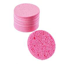 3件/8件/36件/50件压缩天然洁面海绵，由木浆泡沫制成，用于面部清洁、户外旅行和家庭卸妆，粉色