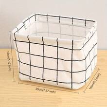 2pcs Multifunctional Cute Floral Print Cotton And Linen Waterproof Desktop Storage Box With Handles, Small Fresh Fabric Storage Basket For Organizing Miscellaneous Items - U08 (2 cái) - Xem 1