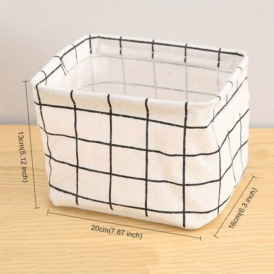 2pcs Multifunctional Cute Floral Print Cotton And Linen Waterproof Desktop Storage Box With Handles, Small Fresh Fabric Storage Basket For Organizing Miscellaneous Items - U08 (2 cái) - Xem 1