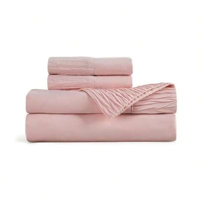 Juego de Sabanas, Paquete de 4 Piezas, Sabana Ajustable para Cama Matrimonial, Material Suave, Transpirable y Refrescante, Diseño Elegante, Fácil de Lavar