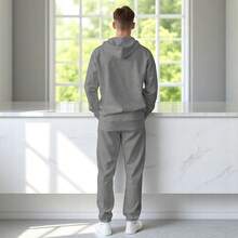 CONJUNTO CASUAL PARA CABALLERO CON SUDADERA CON CAPUCHA Y PANTALON - Gris Oscuro - Ver 2