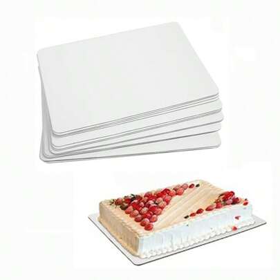 10pack White Corrugated Paper Quarter Rectangle Cake Sheet Cake Board Corrugated Cakes Base Boards Plate Sturdy Greaseproof Pad For 10x14 Inch Box Boards