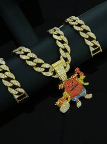 1pc Bling-Bling Hip-Hop Personalized Cartoon Expression Money Pendant Necklace, Fashionable And High-End Accessory For Both Men And Women