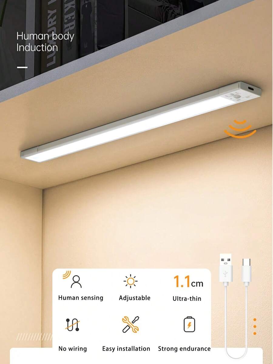 NBBUFF 18 Inch USB Rechargeable Motion Sensor LED Bar Lights, Magnetic Night Lights, 3 Color Temps Dimmable, Under Cabinet Lights For Pantry Lighting, Kitchen Lighting, Bedroom Lighting, Wardrobe Lighting - Multicolor - View 1