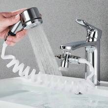 1 Set Bathroom Bathtub Faucet Set, Shower Faucet, Sink Faucet Sprayer, Faucet Extension Nozzle, Shower Head, Adjustable Shower Gear, Suction Cup Wall-Mounted, Easy To Install, Suitable For Home Bathrooms, Hotel Bathrooms