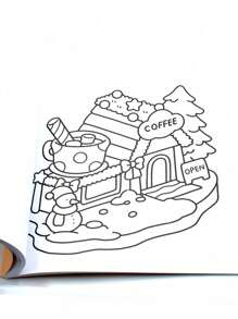 1pc 52Page Hygge Place Coco Coloring Book For Adults And Kids, Bold And Easy, Simple And Big Designs For Relaxat [ Hand Drawn Must-Have ]Hygge Place Drawing Coloring Book With Zero Foundation Copying, Stress Relieving Graffiti