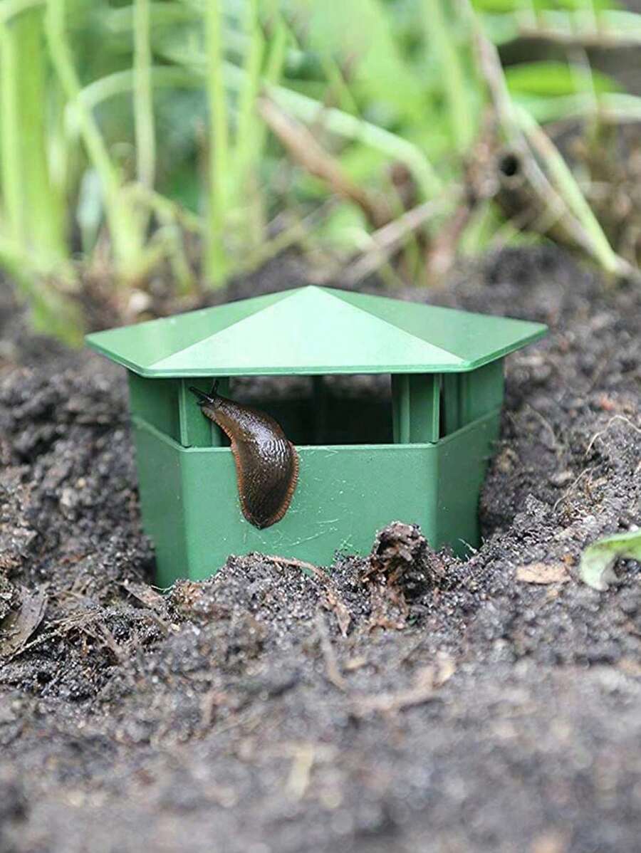 1pc Solid Color Snail Trap, Simple Green Pest Control Snail Box For Garden