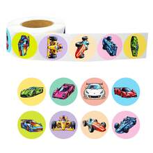 500pcs/Roll Cartoon Race Car Stickers - Personalized Fashion Stickers, Suitable For Scrapbooking, Cups, Laptops And Cars - High-Definition Printed Surface Coating, Easy To Apply - Personalized And DIY Craft