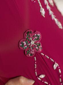 Vestido largo hecho a mano con cuentas estilo de Oriente Medio, moda Abaya bata árabe