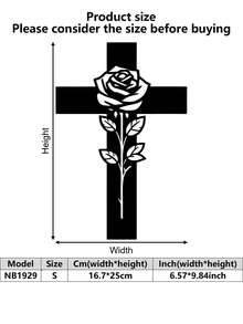 1 pieza Mural de arte industrial de hierro, Cruz anti-oxidante y rosa blanca, diseño religioso minimalista para regalo de Pascua/Día de Todos los Santos/Navidad - Multicolor - Ver 20