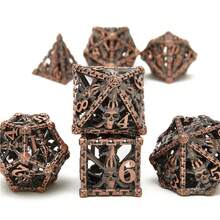 7pcs Skull Shaped Metal Dice Set - Lightweight And Durable Multi-Faceted Design, Suitable For RPG, Board Games And Card Games, Complex Copper Details - Multicolor - View 10