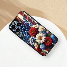 Suitable For IPhone 16 15 14 13 12 11 Pro Max Exquisite Floral Flag Design Pattern Mobile Phone Case, Beautiful, Give Boyfriend And Girlfriend Gifts. - 黑色 - 查看 3