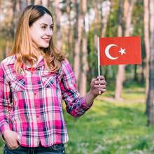 Turkey Flag, (Hand Waved Flag) Turkey Mini Flag, Holiday Event Flag Conference Room . Classroom . Garden . Holiday Grand Opening Bar Sports Club Decoration (Turkey)