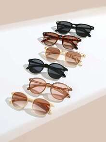 6件/1件青少年椭圆形镜框多色经典色欧美镜框简约照片派对度假沙滩装单品 - 彩色 - 查看 4