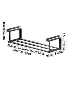 1pc Black Shoe Rack With Expandable Hanging Bars And Tiered Shelves, Vertical Space Saving Shoe Organizer Rack - Multicolor - View 3