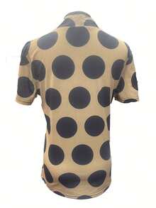 Women's Improved Cheongsam Collar Short Sleeve T-Shirt, Summer New Coffee Color Polka Dot Print, Slimming Undershirt - Coffee Brown - View 5