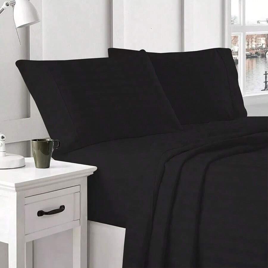 Conjunto de Sábanas Individuales suave Tacto Algodón | Perfectas para regalar en primavera. - Negro - Ver 1
