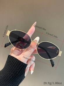 1/2 piezas Gafas de moda con marco de metal en forma ovalada para mujeres, apropiadas para uso diario y actividades al aire libre para verano, playa, vacaciones, exterior, viajes