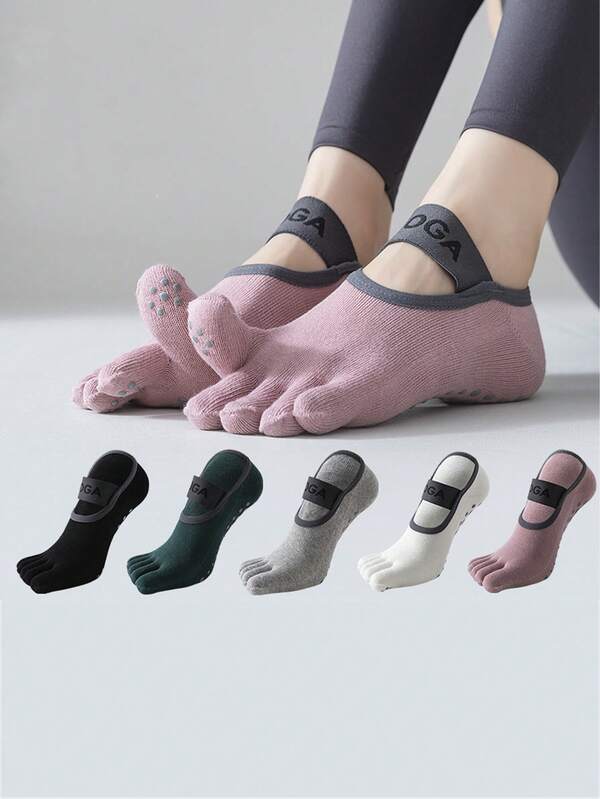 1 para profesjonalnych, antypoślizgowych, bawełnianych, chłonnych skarpetek do jogi, pięć palców, dla kobiet, balet, pilates