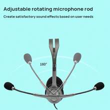 Logitech Wired Headset H110 HD Sound Quality Comfortable Wearing Stereo Sound Noise Reduction Microphone Adjustable Headband Rotating Microphone Arm 3.5mm Interface - Black - View 4