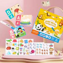 Libro educativo infantil con 26 tarjetas de acuarela con letras, libro sensorial con actividades de pegado, libreta de acuarela y garabatos, juguetes educativos para entrenamiento de concentración y cognición temprana con animales, números y pinturas al agua mágicas.