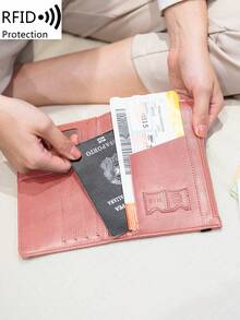 MIYIN 1pc Creative Letter & Airplane Pattern Travel Passport Holder With Zipper Bag RFID Blocking Passport Protective Bag Document Cover Minimalist Solid Color Business Trip Essential Passport Wallet Lightweight Portable Travel Wallet Multi-Functional Card Holder Passport Protector Passport Case For Men And Woman ,Travel Essentials - Multicolor - View 7