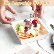 5pcs/10pcs/20pcs Dessert Boxes With Clear Lids Charcuterie Boxes, Oil Proof Kraft Paper, White Pink Kraft Paper Bakery Boxes, Perfect For Cookies Macaron Cake Sandwich, For Weddings Parties And Special Occasions