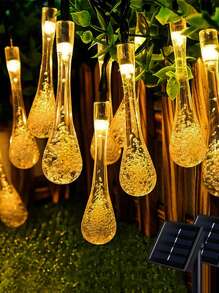 RTONTR 1Pc 5M 20 Water Droplet Lamp Solar Bubble Water Drop Light StringColor And Warm Color Birthday Outdoors Decoration Light String Party Scene Decoration With Fashionable Atmosphere And Light String Decoration For Home Decor Fireplace Bedroom Living Room Camping Decoration Gift Use