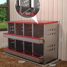 Broadfashion Chicken Nesting Box, 8 Compartment Metal Nesting Box, 8 Room Nesting Boxes For Chicken - Red - View 7